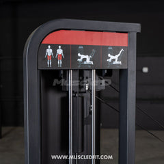 Muscle D Fitness Classic V2 Selectorized Glute Kick Machine for strengthening glutes and lower body in commercial gyms.