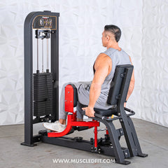 Muscle D Fitness Classic V2 Selectorized Inner and Outer Thigh Combo Machine with padded seat and adjustable thigh pads.