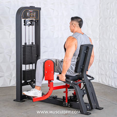 Muscle D Fitness Classic V2 selectorized inner and outer thigh combo machine with padded seats and adjustable resistance.