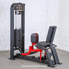 Muscle D Fitness Classic V2 selectorized inner and outer thigh combo machine with padded seat and adjustable thigh pads.