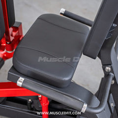 Muscle D Fitness Classic V2 selectorized inner and outer thigh combo machine with padded seat and handles for leg exercises.