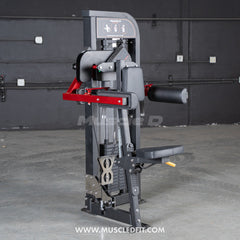 Muscle D Fitness Classic V2 Selectorized Lateral Raise Machine for shoulder isolation, featuring adjustable seat and handles.