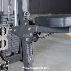 Muscle D Fitness Classic V2 Selectorized Lateral Raise Machine for shoulder training, featuring adjustable arm pads and weight stack.