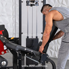 Muscle D Fitness Classic V2 Selectorized Leg Extension Machine with padded seat and adjustable leg pad for targeted thigh workouts