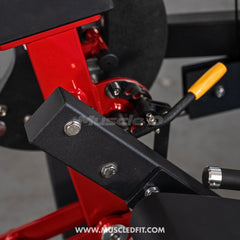 Muscle D Fitness Classic V2 Selectorized Leg Extension Machine with padded seat and adjustable leg support.