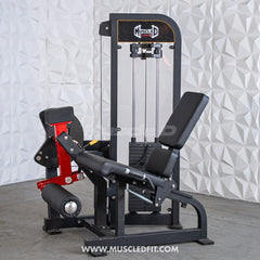 Muscle D Fitness Classic V2 Selectorized Leg Extension Machine with padded seat and adjustable leg pad for targeted quadriceps workout.