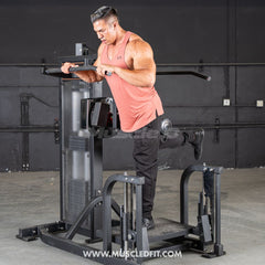 Muscle D Fitness Classic V2 selectorized multi-hip machine with padded thigh supports and adjustable handles for hip and glute workouts