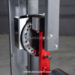 Muscle D Classic V2 Selectorized Multi-Hip Machine for targeting hips and glutes, featuring adjustable settings and padded seat.