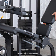 Muscle D Fitness Classic V2 selectorized seated leg curl machine with padded seat and adjustable leg pad for hamstring workouts