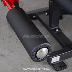 Muscle D Fitness Classic V2 selectorized seated leg curl machine with padded seat and adjustable leg pad for hamstring exercises.