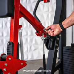 Muscle D Fitness Classic V2 Selectorized Seated Row Machine with multi-grip handles for strength training and muscle development.