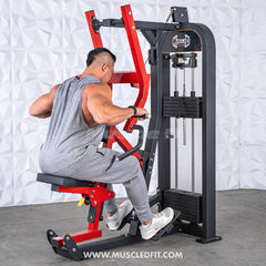 Muscle D Fitness Classic V2 Selectorized Seated Row machine with multi-grip handles for targeted back workouts.