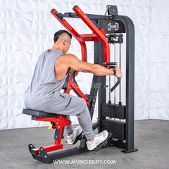 Muscle D Fitness Classic V2 Selectorized Seated Row Machine with multi-grip handles for full back and arm workout.