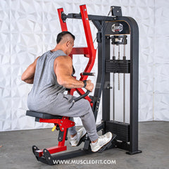 Muscle D Fitness Classic V2 Selectorized Seated Row Machine with multi-grip handles for effective strength training.