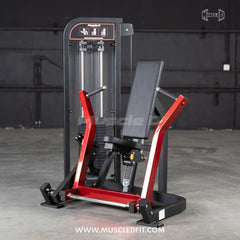 Muscle D Fitness Classic V2 Selectorized Chest Press machine with padded seat and weight stack for strength training.
