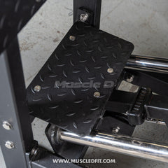 Muscle D Fitness Classic V2 Selectorized Leg Press machine with 300lb stack for commercial gym workouts, showing the machine's leg press platform.