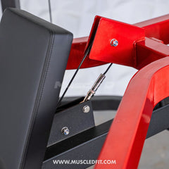 Muscle D Fitness Classic V2 Selectorized Shoulder Press machine with padded seat and adjustable handles for strength training.
