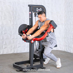 Muscle D Fitness Classic V2 Selectorized Biceps and Triceps Combo gym machine with adjustable weights and handles for strength training.