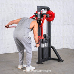 Muscle D Fitness Classic V2 Selectorized Standing Lateral Raise Machine with padded support and adjustable weight stack for shoulder workouts