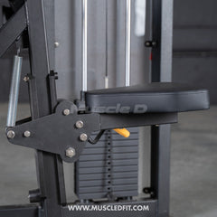 Muscle D Fitness Classic V2 Selectorized Biceps Curl machine with 150lb weight stack for biceps training.