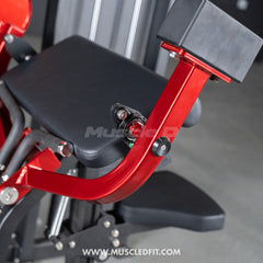 Muscle D Fitness Classic V2 Selectorized Biceps Curl machine with 150lb stack, featuring adjustable seat and handle for arm workouts.