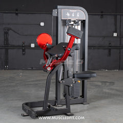 Muscle D Fitness Classic V2 selectorized biceps curl machine with 150lb weight stack for targeted arm workouts.