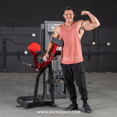 Muscle D Fitness Classic V2 Selectorized Biceps Curl machine with 150lb weight stack for arm strength training.