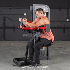 Muscle D Fitness Classic V2 Selectorized Biceps Curl machine with 150lb weight stack for strength training.