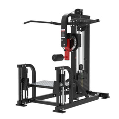 Muscle D Fitness Classic V2 Selectorized Multi-Hip Machine with padded seat and adjustable hip and glute workout stations.