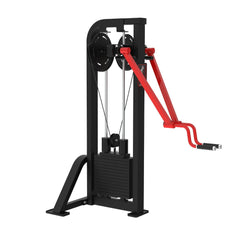 Muscle D Fitness Classic V2 Selectorized Standing Lateral Raise Machine with padded seat and adjustable weight stack for shoulder workouts.