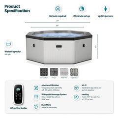 Como 6-Person Eco Foam Hot Tub Octagon by Zoppinh
