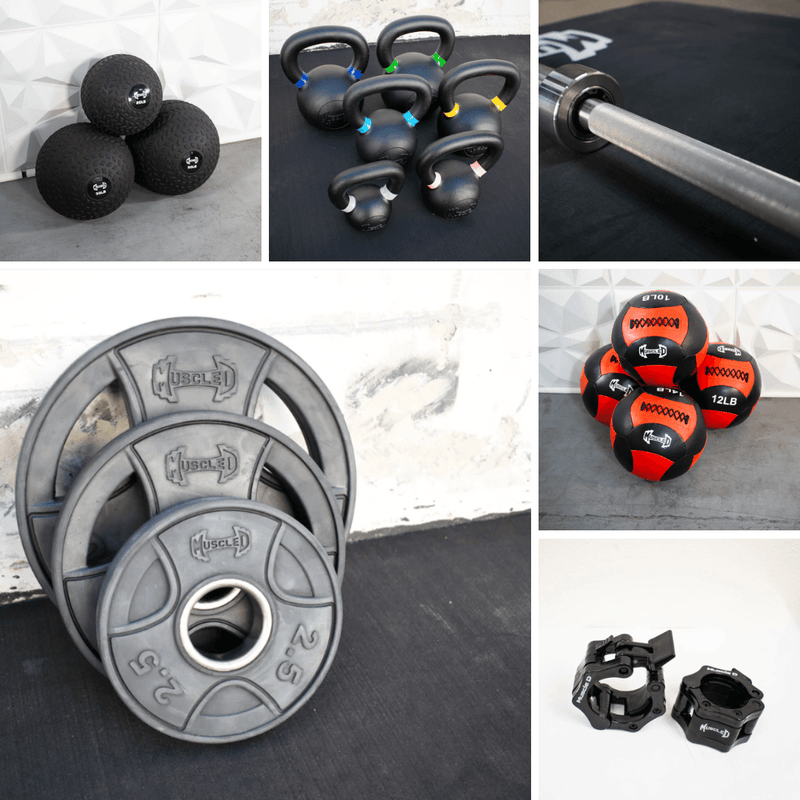 Starter Strength Training Kit - Hard Chrome Olympic Bar by Muscle D Fitness