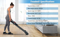 NEW Folding Treadmills Walking Pad Treadmill for Home Office -2.5HP Walking Treadmill With Incline Bluetooth Speaker by V.I.P Digital Presence