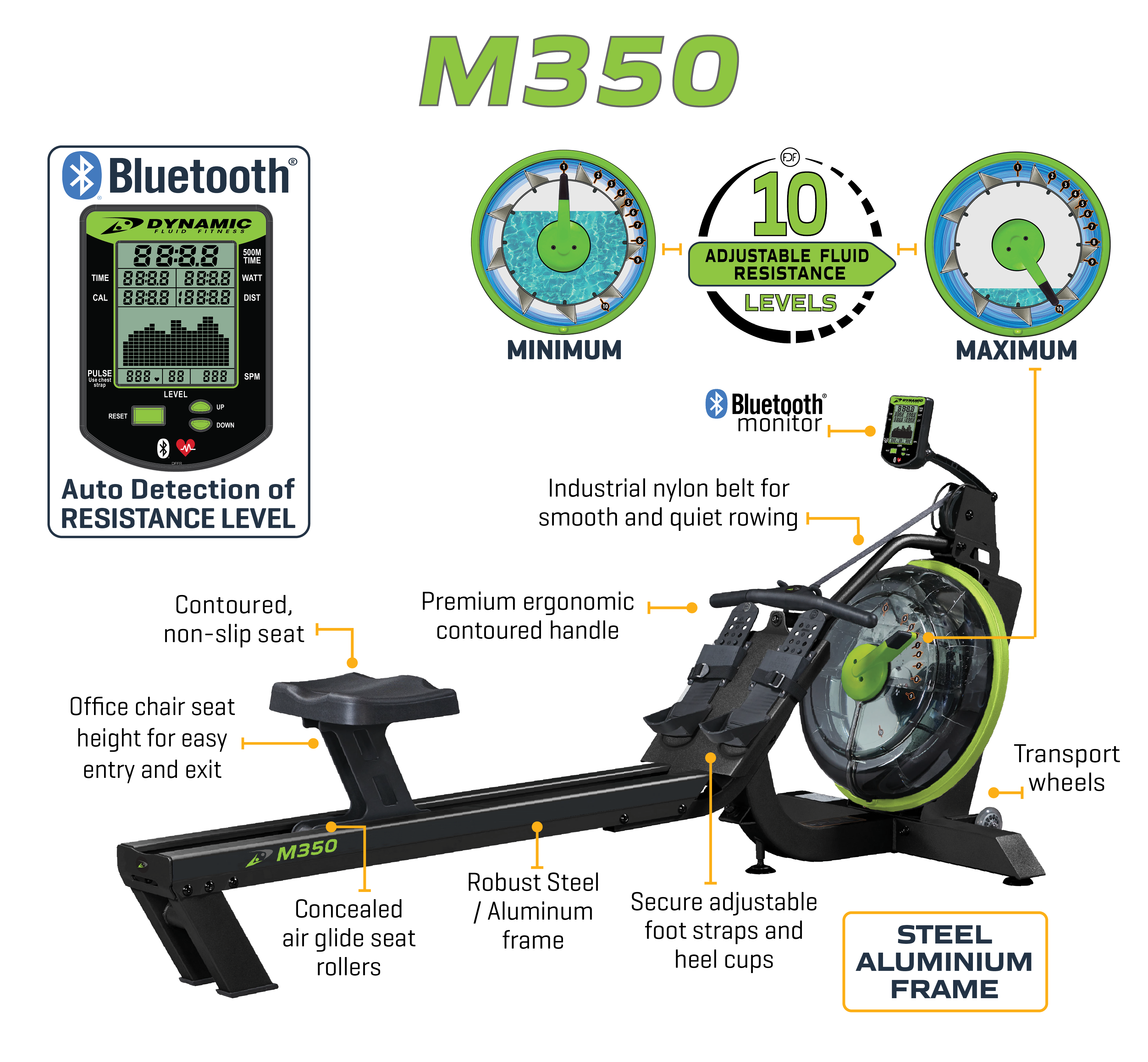 M350 R Water M350 Water Rower by Dynamic Fluid Fitness – ONLINE TREADMILL FOR SALE