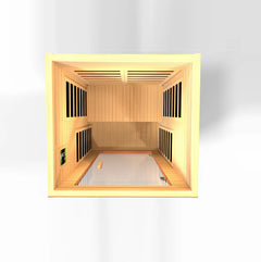 Golden Designs Elite Dynamic Avila sauna with low EMF FAR IR panels, designed for 1-2 persons, shown in the image.