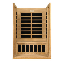Golden Designs Elite Versailles 2-person ultra low EMF far IR sauna with spacious interior and modern design.
