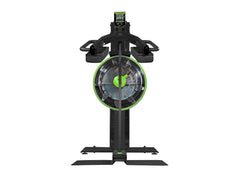 Dynamic Fluid Fitness P918 Fluid Strength rowing machine with adjustable resistance and digital display in a home gym setting.