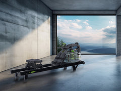 Dynamic Fluid Fitness S660 FORGE rowing machine with adjustable handle and digital display for full-body workout.