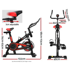 Black Trustymall exercise bike with flywheel for home or gym workouts, featuring adjustable seat and handlebars.