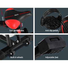 Black Trustymall exercise bike with a flywheel for home and gym workouts, featuring a sturdy frame and adjustable seat.