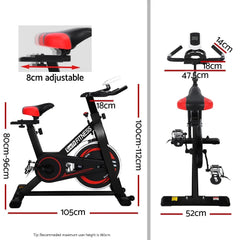Trustymall Everfit spin exercise bike for home or gym workouts, featuring a sturdy black frame and adjustable seat.