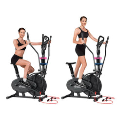 Trustymall Everfit 6-in-1 elliptical cross trainer and exercise bike, black color, showing the versatile exercise machine for home gym