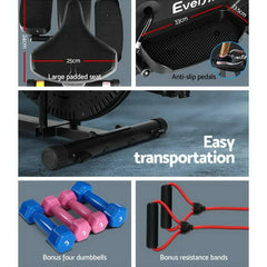 Trustymall Everfit 6-in-1 elliptical cross trainer exercise bike with adjustable seat and handlebars, black for home gym workouts.