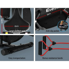 Trustymall Everfit 4-in-1 elliptical cross trainer and exercise bike for home gym, shown in black with digital display and adjustable features.