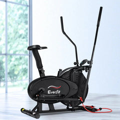 Trustymall Everfit 4-in-1 elliptical cross trainer and exercise bike for home gym, black with digital display and adjustable handles.