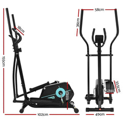 Trustymall Everfit elliptical trainer with black frame, adjustable handlebars, and digital display for home gym cardio workouts.