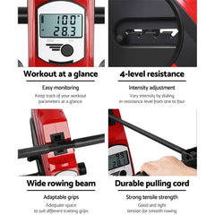 Everfit 4-level rowing exercise machine by Trustymall with adjustable resistance and digital display for full-body workout.