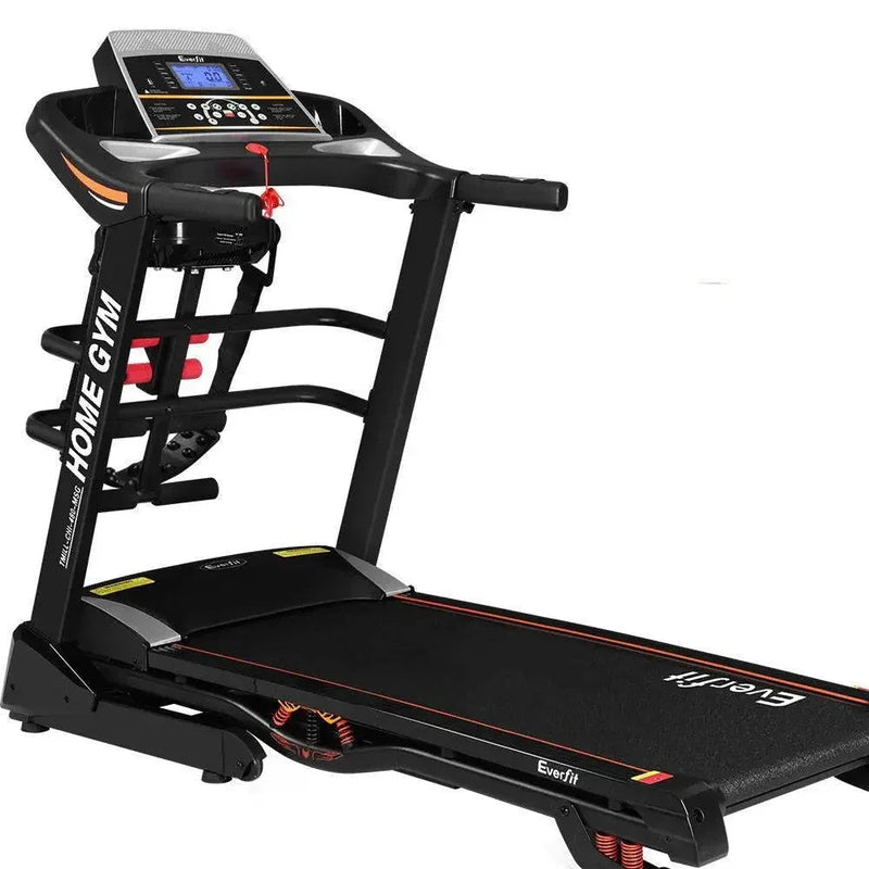 Everfit electric treadmill by Trustymall with 3.5HP motor, auto incline, 18km/h speed, and home gym features.