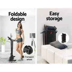Trustymall Everfit electric treadmill for home gym, showing running surface and control panel for fitness exercise routines.