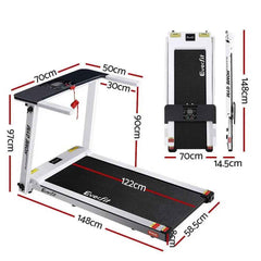 Everfit electric treadmill by Trustymall, compact foldable home gym running machine with 420mm belt in white.
